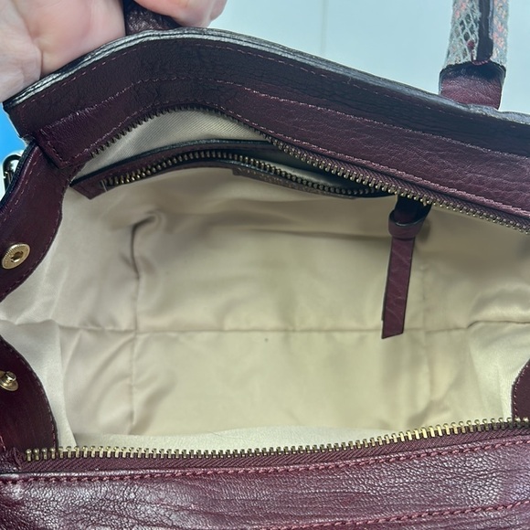 VITTORIA NAPOLI ITALY BAROK Maroon Red/Python Leather Shoulder Bag, $379 - Picture 7 of 9